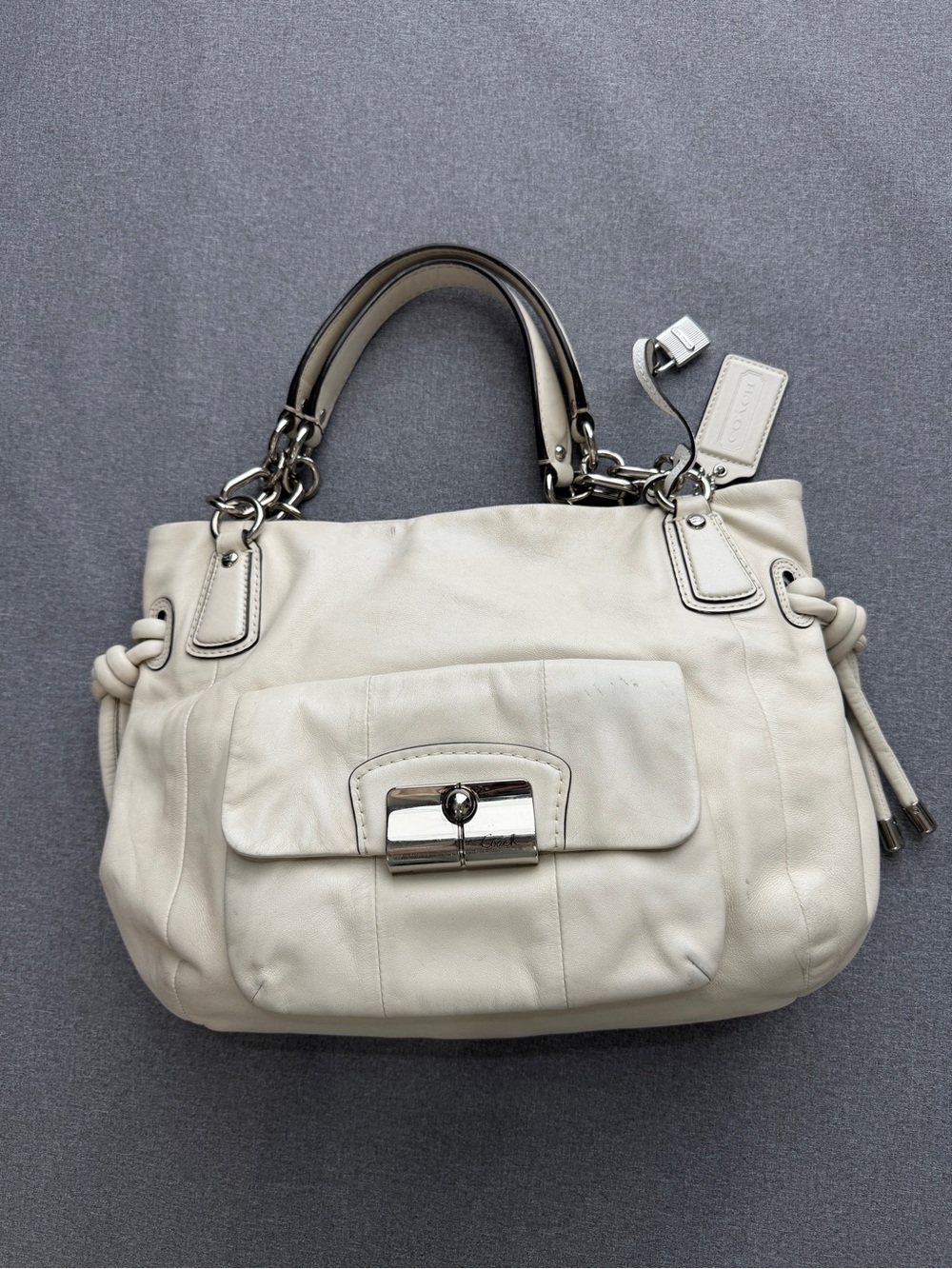 Coach Kristin Off White Leather Satchel Bag - Picture 2 of 10